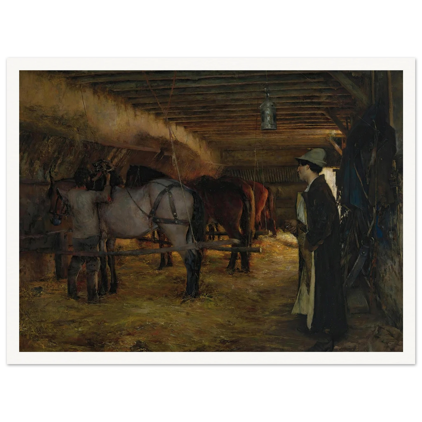 A stable (1883) Art Print | Pascal Adolphe Jean Dagnan Bouveret - Framed Poster - 30x40 cm / 12x16″ - Black frame