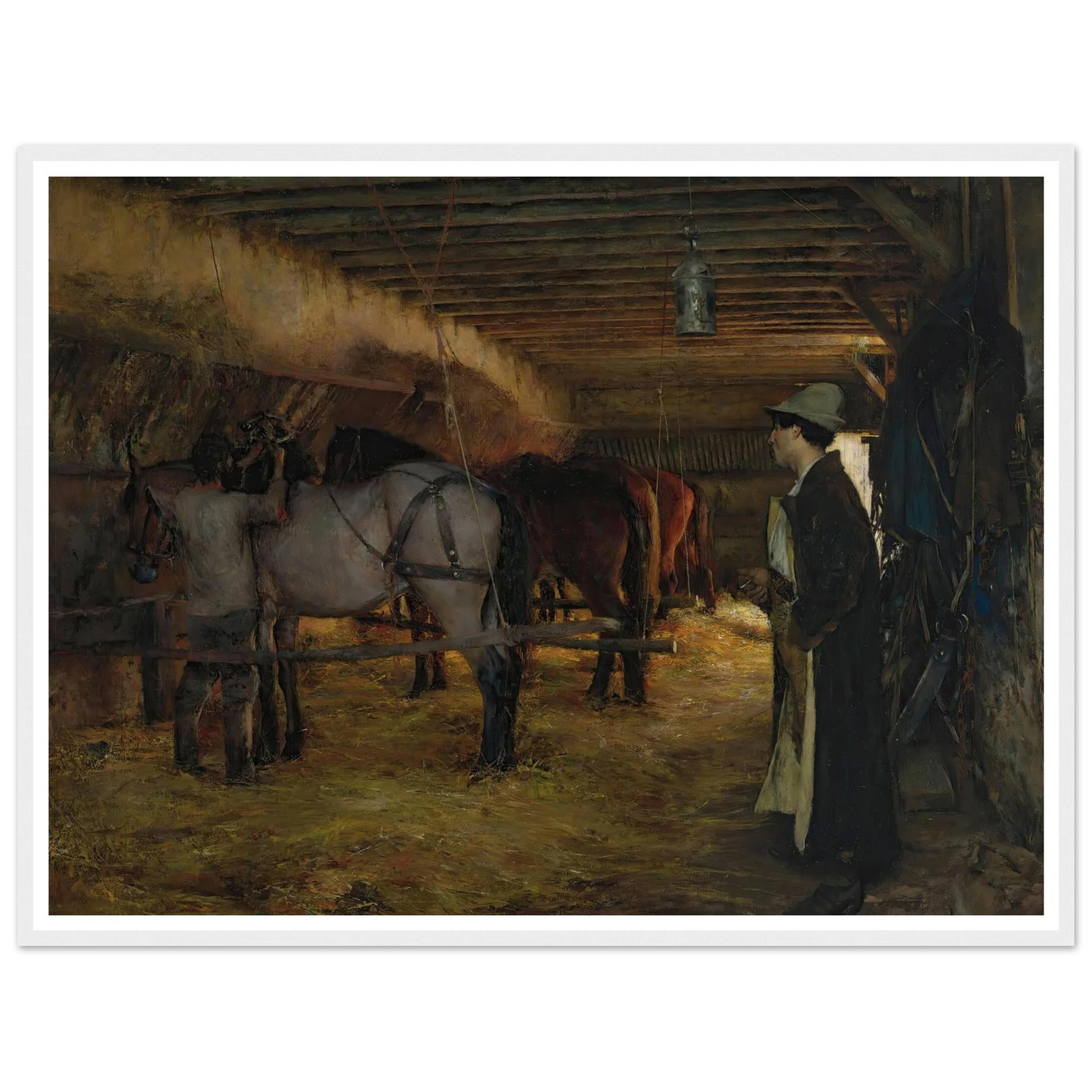 A stable (1883) Art Print | Pascal Adolphe Jean Dagnan Bouveret - Framed Poster - 30x40 cm / 12x16″ - Black frame