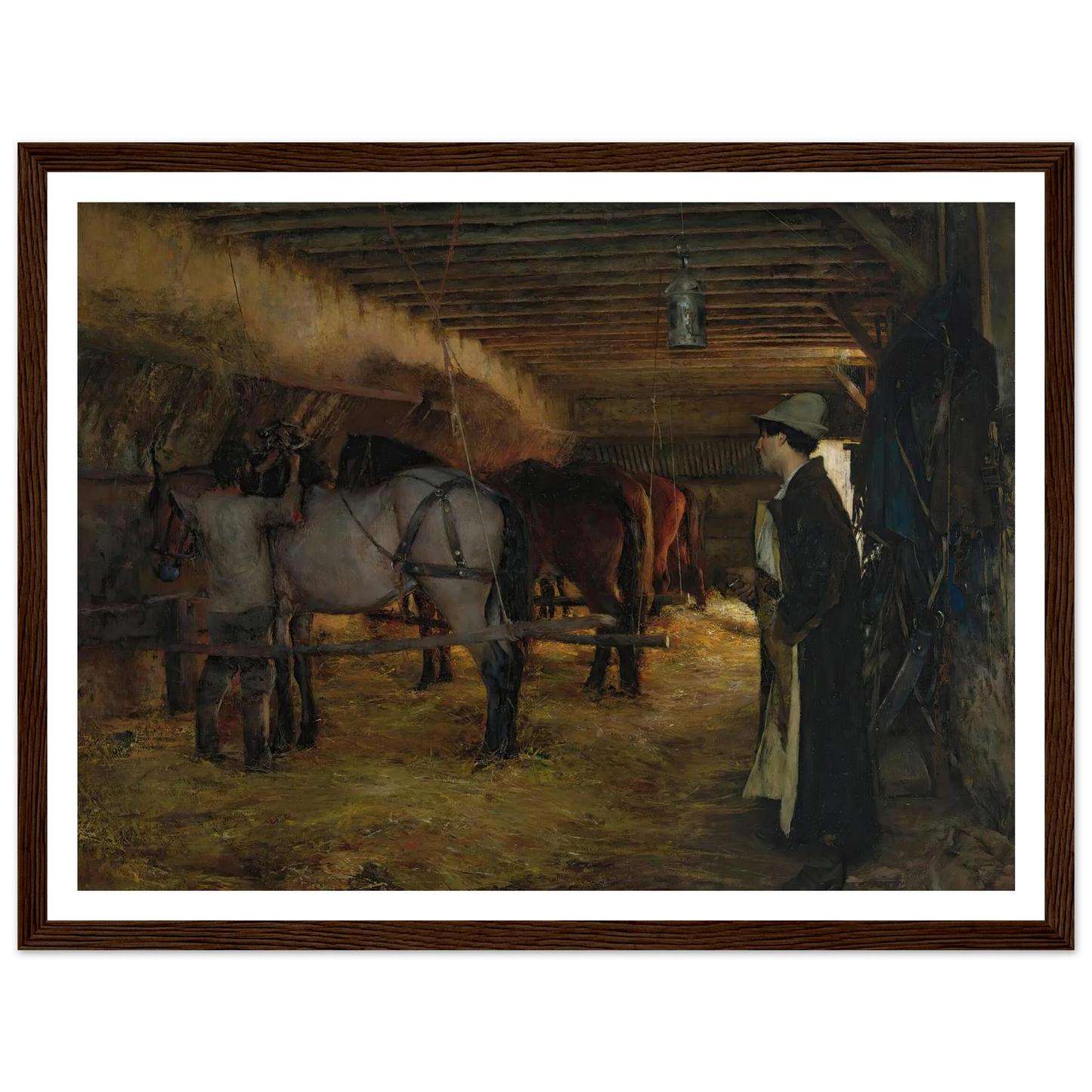 A stable (1883) Art Print | Pascal Adolphe Jean Dagnan Bouveret - Framed Poster - 30x40 cm / 12x16″ - Black frame