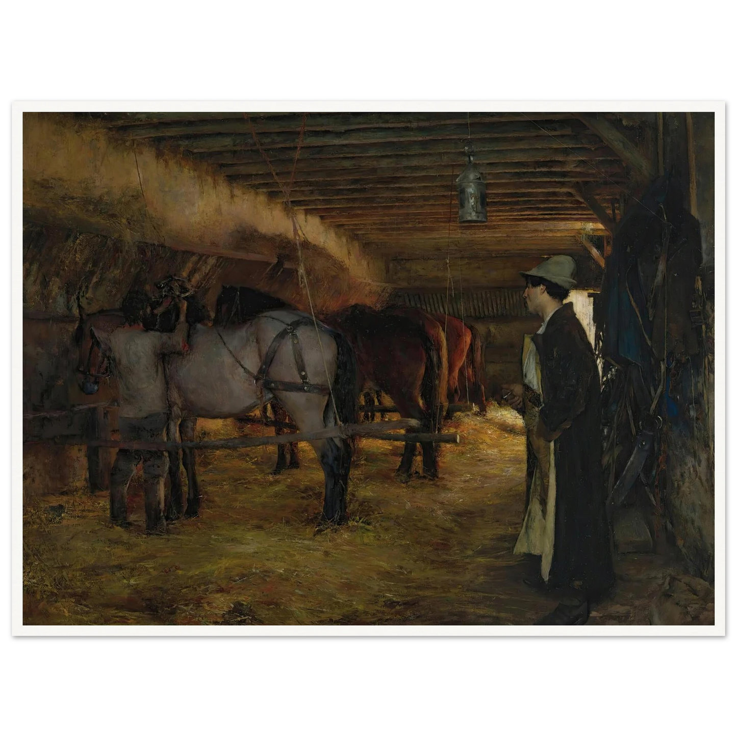A stable (1883) Art Print | Pascal Adolphe Jean Dagnan Bouveret - Framed Poster - 30x40 cm / 12x16″ - Black frame