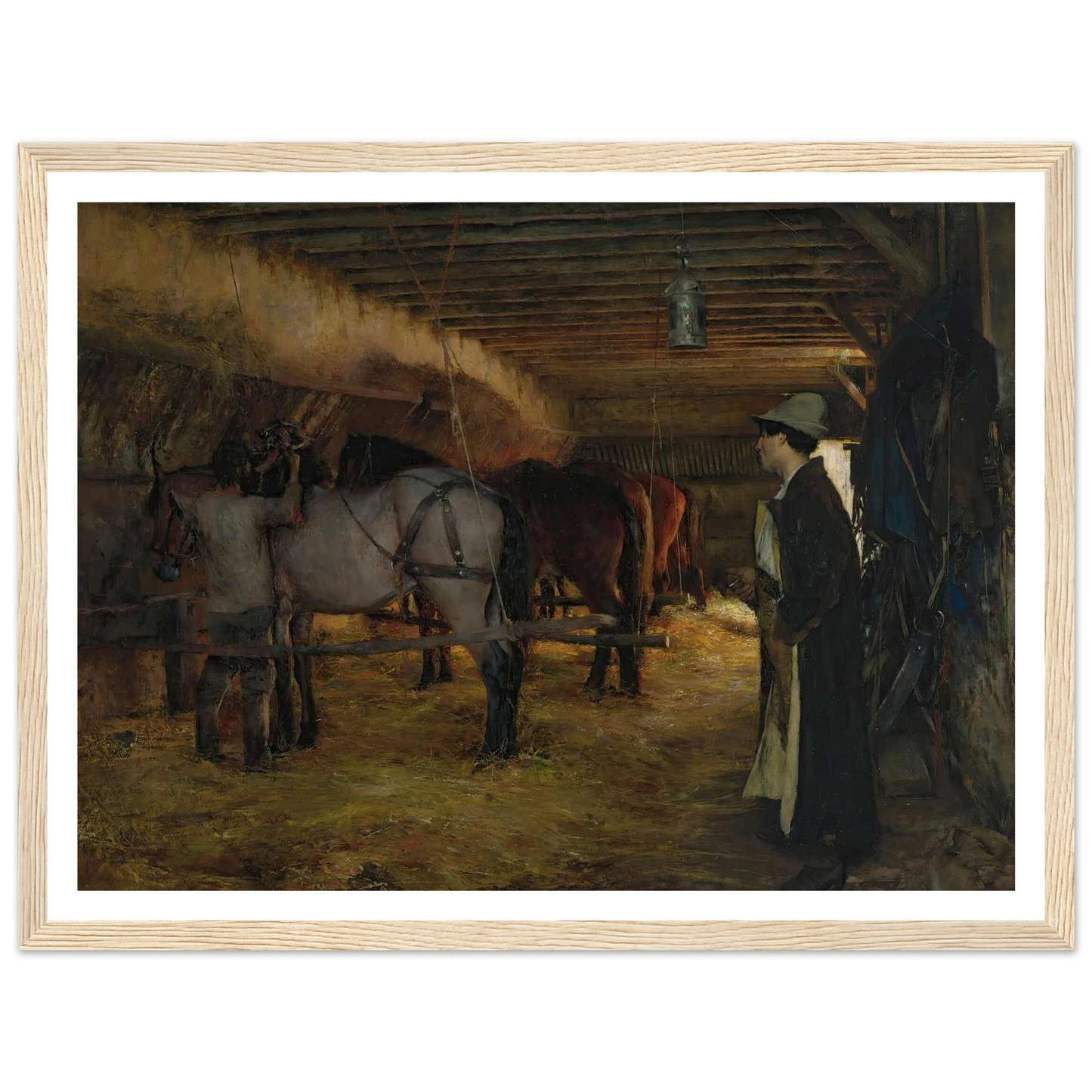 A stable (1883) Art Print | Pascal Adolphe Jean Dagnan Bouveret - Framed Poster - 30x40 cm / 12x16″ - Black frame
