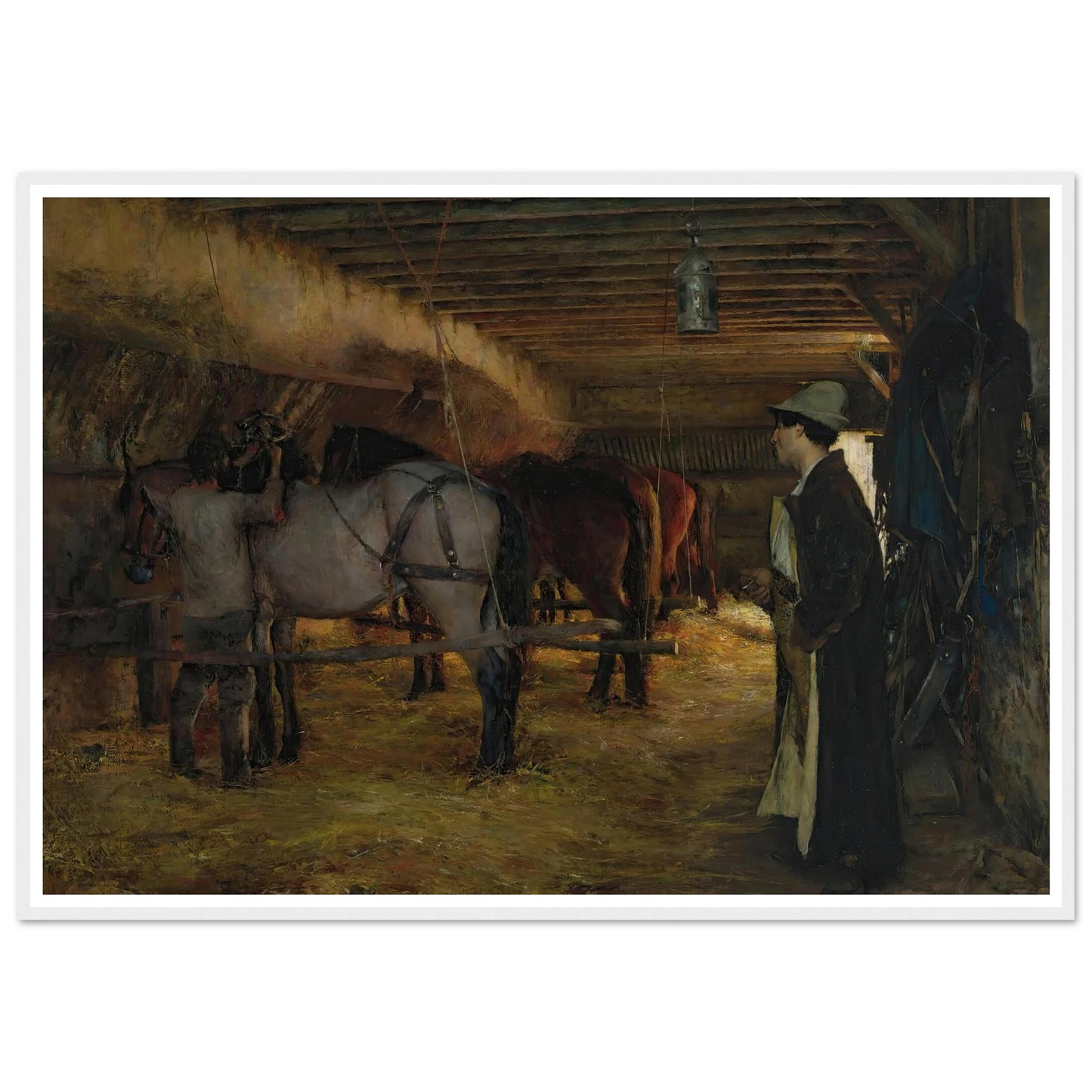 A stable (1883) Art Print | Pascal Adolphe Jean Dagnan Bouveret - Framed Poster - 30x40 cm / 12x16″ - Black frame