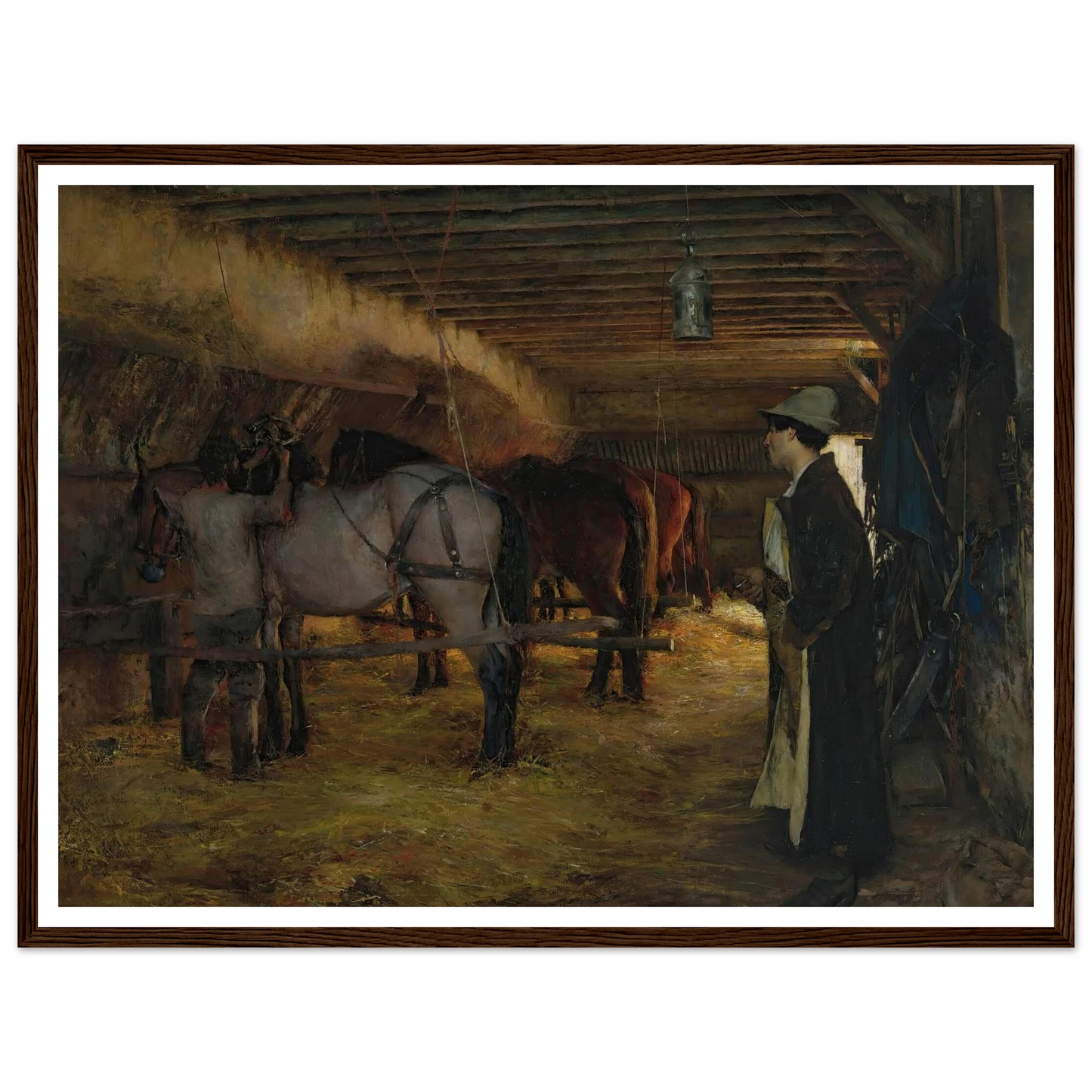 A stable (1883) Art Print | Pascal Adolphe Jean Dagnan Bouveret - Framed Poster - 30x40 cm / 12x16″ - Black frame