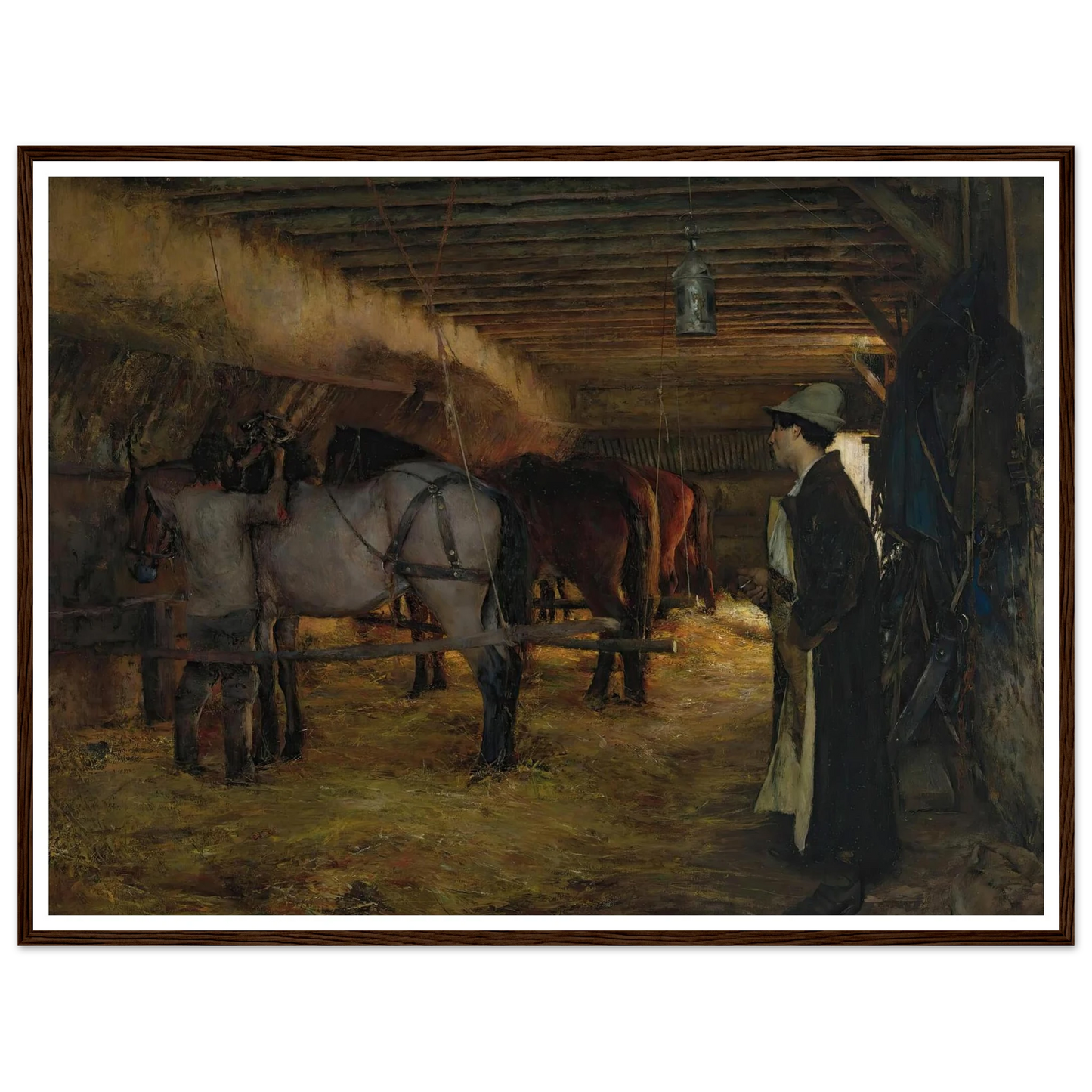 A stable (1883) Art Print | Pascal Adolphe Jean Dagnan Bouveret - Framed Poster - 30x40 cm / 12x16″ - Black frame
