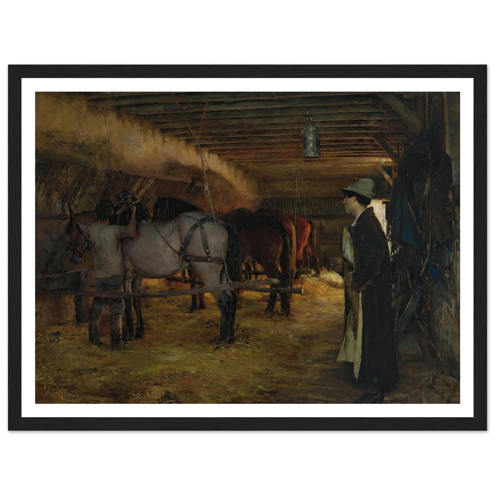 A stable (1883) Art Print | Pascal Adolphe Jean Dagnan Bouveret - Framed Poster - 30x40 cm / 12x16″ - Black frame