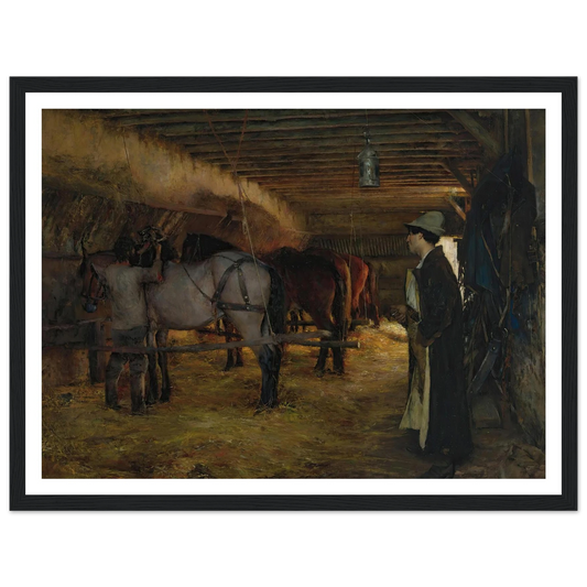 A stable (1883) Art Print | Pascal Adolphe Jean Dagnan Bouveret - Framed Poster - 30x40 cm / 12x16″ - Black frame
