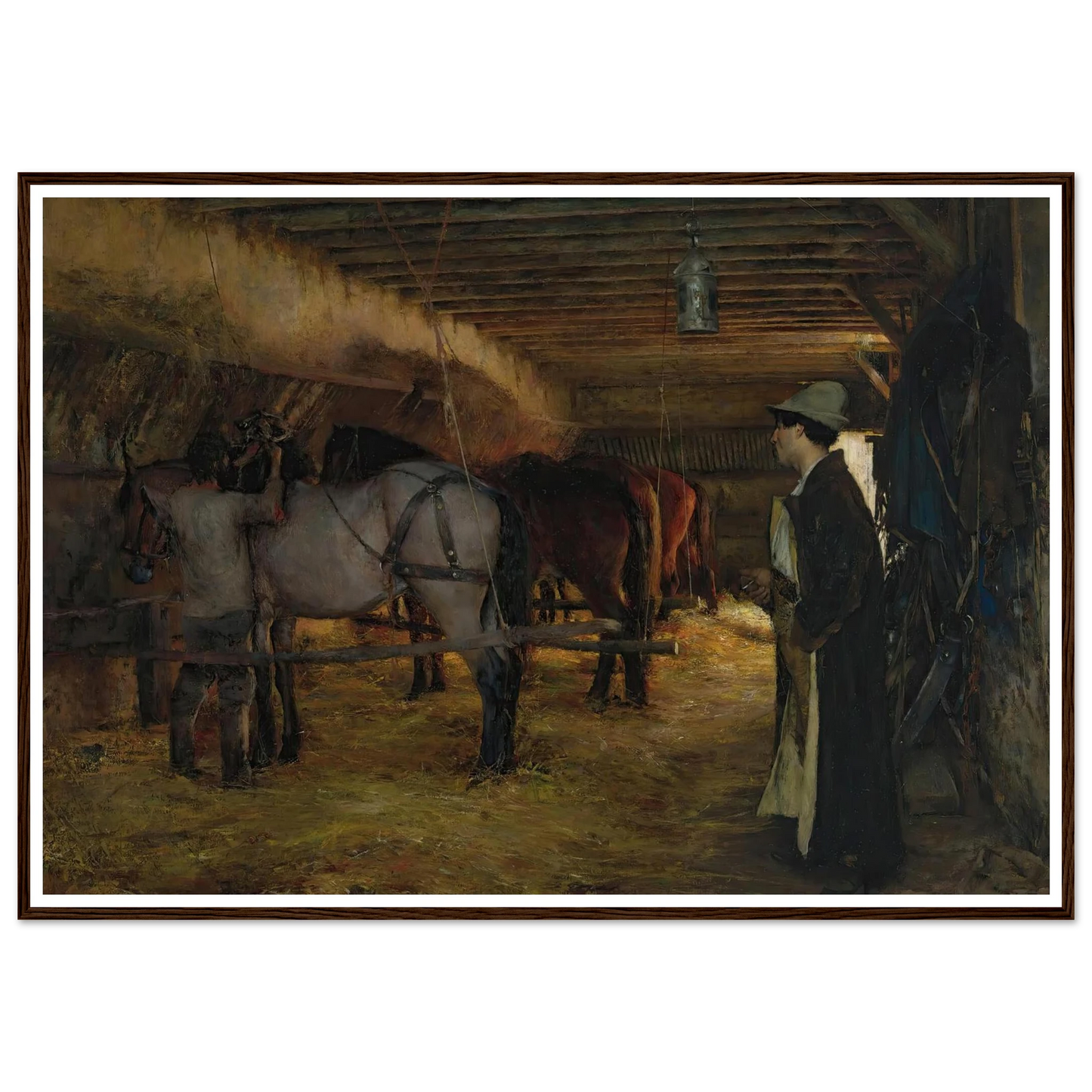 A stable (1883) Art Print | Pascal Adolphe Jean Dagnan Bouveret - Framed Poster - 30x40 cm / 12x16″ - Black frame