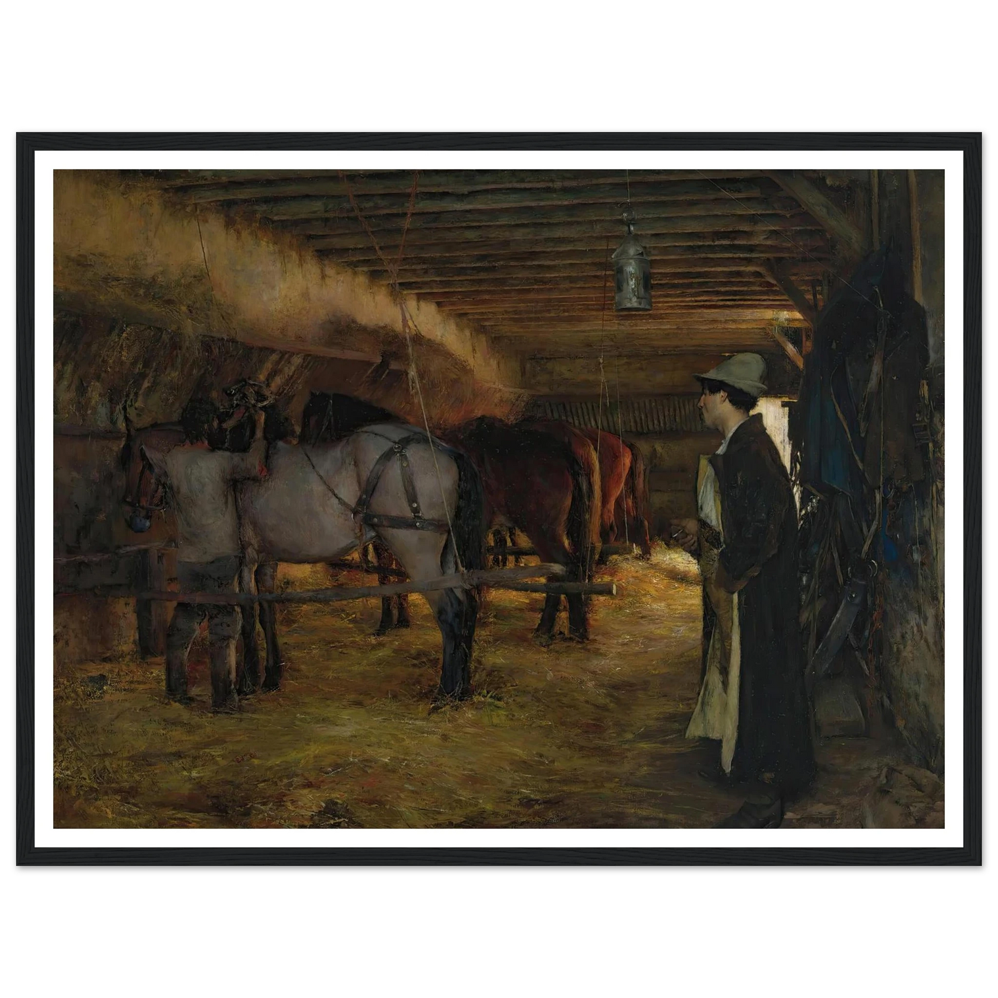 A stable (1883) Art Print | Pascal Adolphe Jean Dagnan Bouveret - Framed Poster - 30x40 cm / 12x16″ - Black frame
