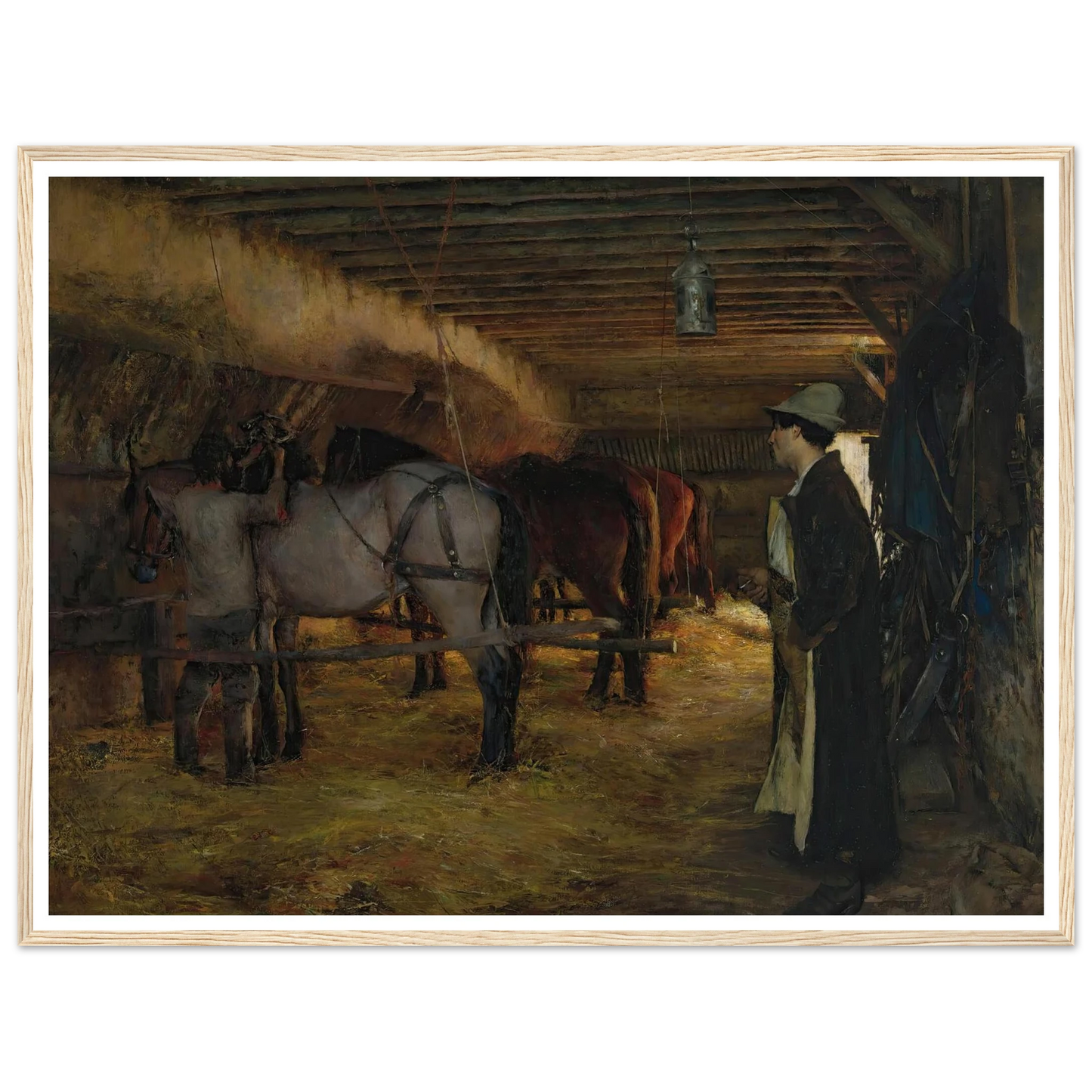 A stable (1883) Art Print | Pascal Adolphe Jean Dagnan Bouveret - Framed Poster - 30x40 cm / 12x16″ - Black frame