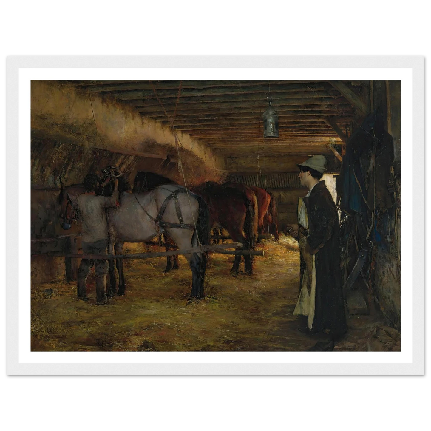 A stable (1883) Art Print | Pascal Adolphe Jean Dagnan Bouveret - Framed Poster - 30x40 cm / 12x16″ - Black frame