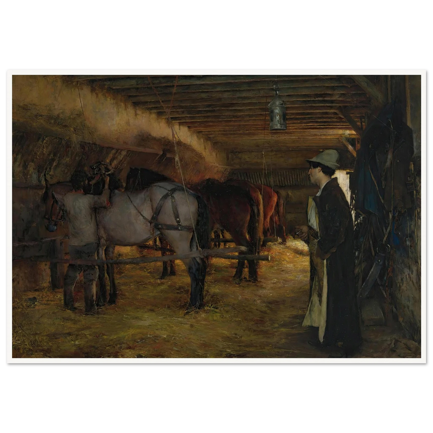 A stable (1883) Art Print | Pascal Adolphe Jean Dagnan Bouveret - Framed Poster - 30x40 cm / 12x16″ - Black frame