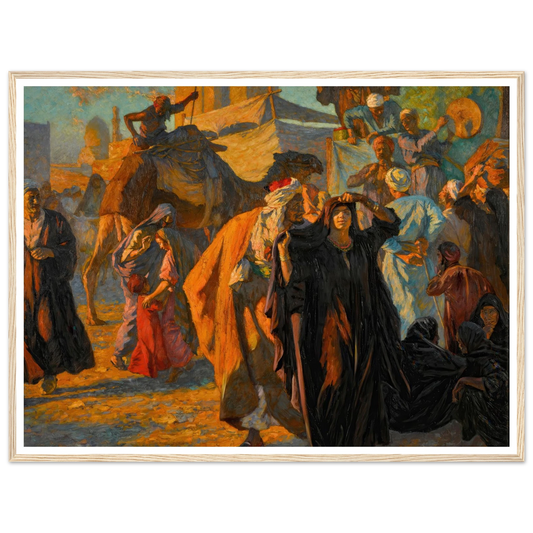 A Street Celebration In Cairo (1912) Art Print | Ludwig Deutsch - Framed Poster - 30x40 cm / 12x16″ - Black frame