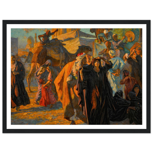A Street Celebration In Cairo (1912) Art Print | Ludwig Deutsch - Framed Poster - 30x40 cm / 12x16″ - Black frame
