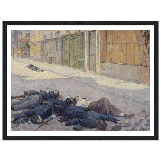A Street in Paris in May 1871 (between 1903 and 1906) Art Print | Maximilien Luce - Framed Poster - 30x40 cm / 12x16″ - Black frame