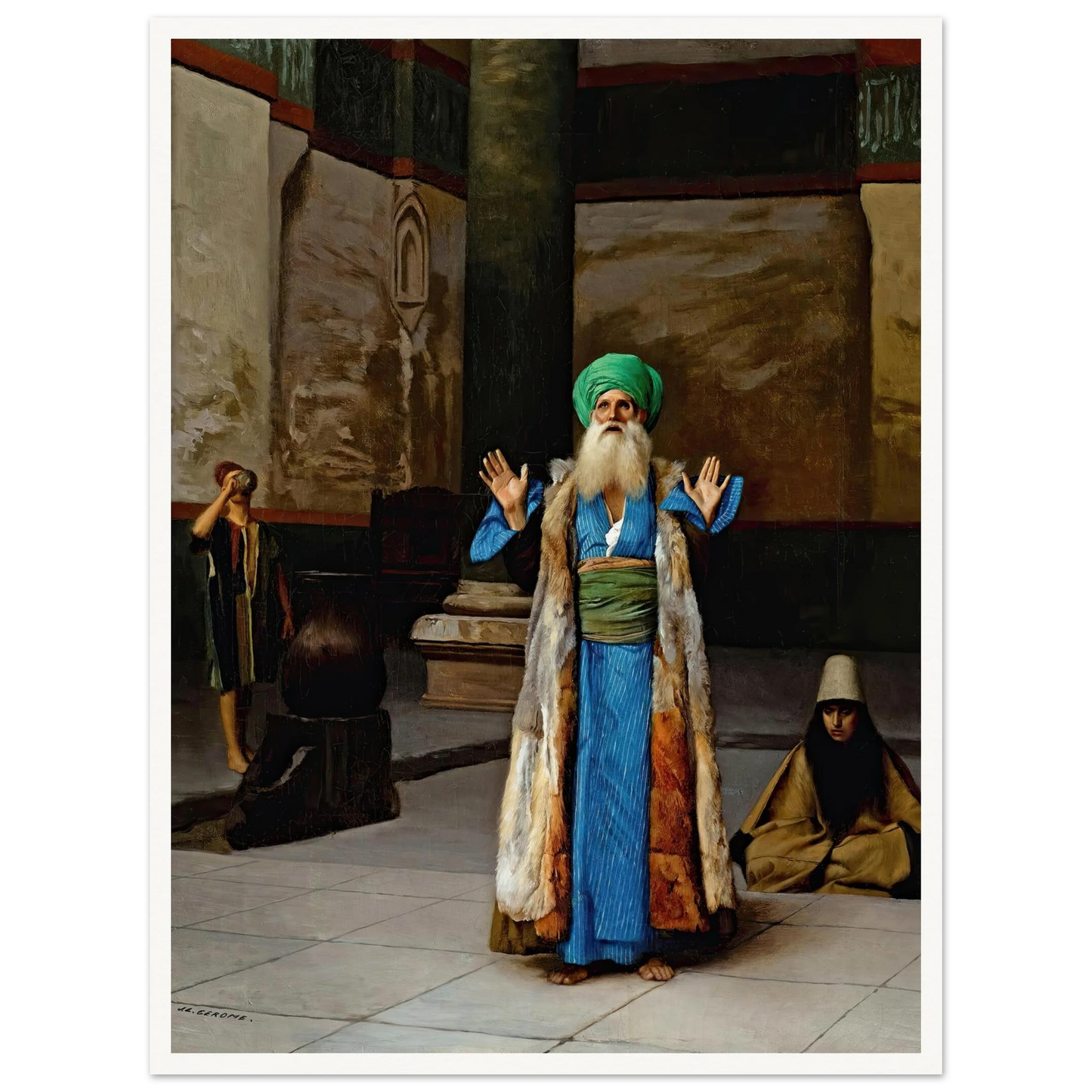 A Sultan At Prayer Art Print | Jean Leon Gerome - Framed Poster - 30x40 cm / 12x16″ - Black frame