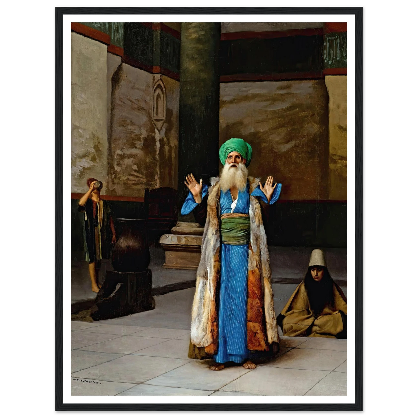 A Sultan At Prayer Art Print | Jean Leon Gerome - Framed Poster - 30x40 cm / 12x16″ - Black frame
