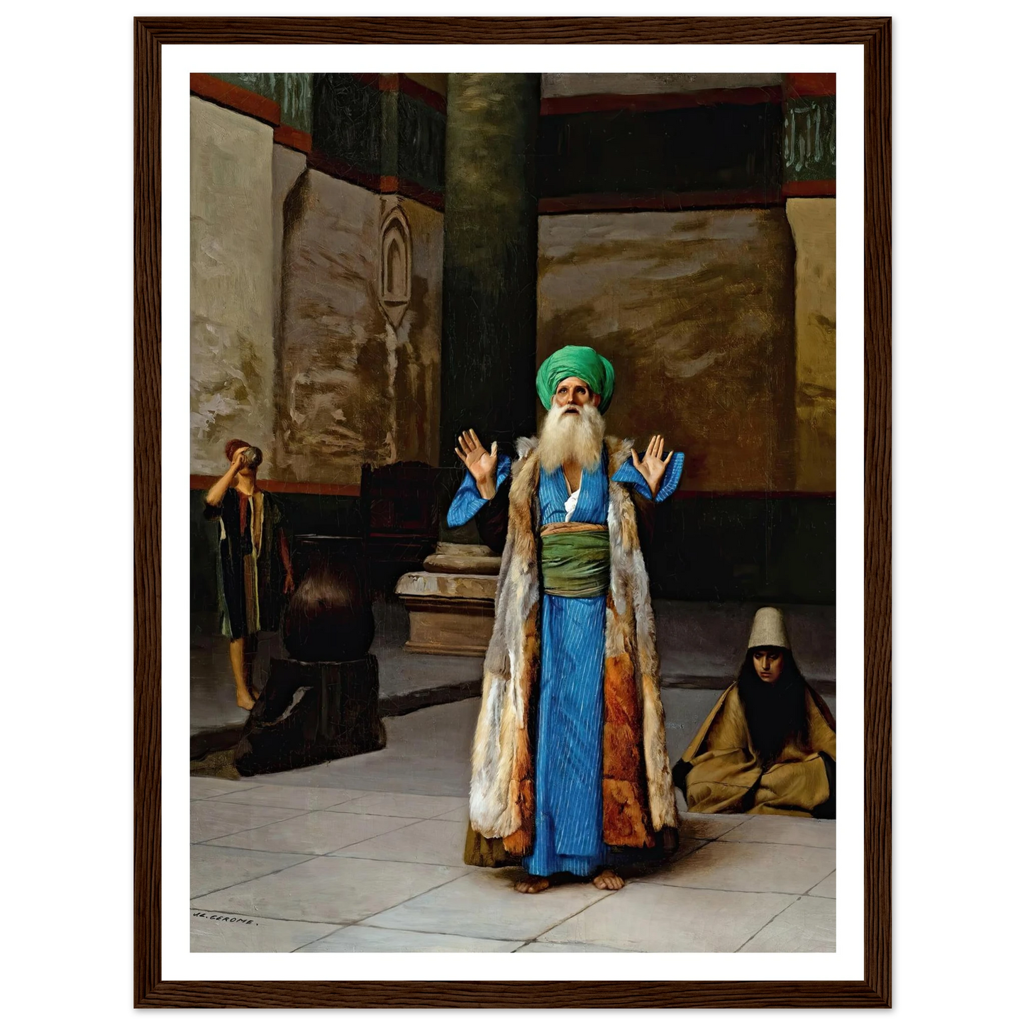 A Sultan At Prayer Art Print | Jean Leon Gerome - Framed Poster - 30x40 cm / 12x16″ - Black frame