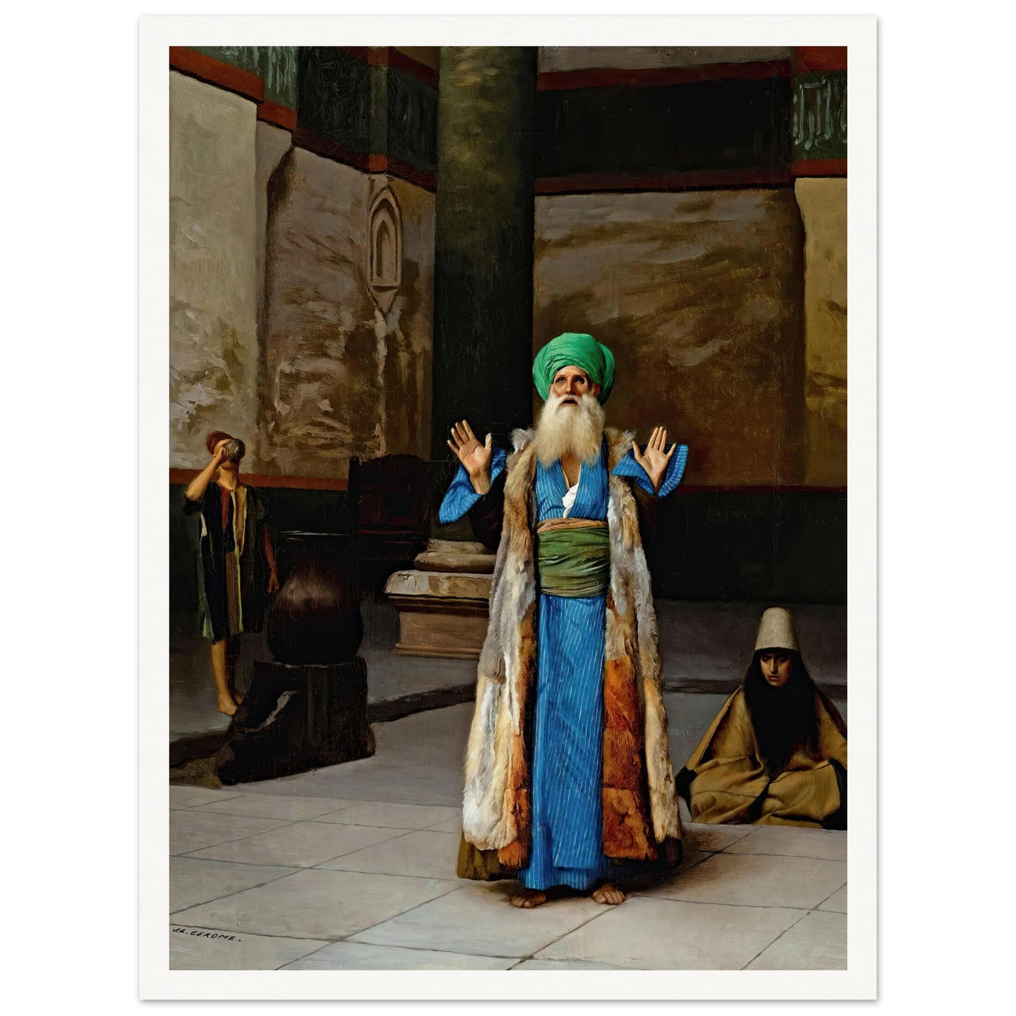 A Sultan At Prayer Art Print | Jean Leon Gerome - Framed Poster - 30x40 cm / 12x16″ - Black frame