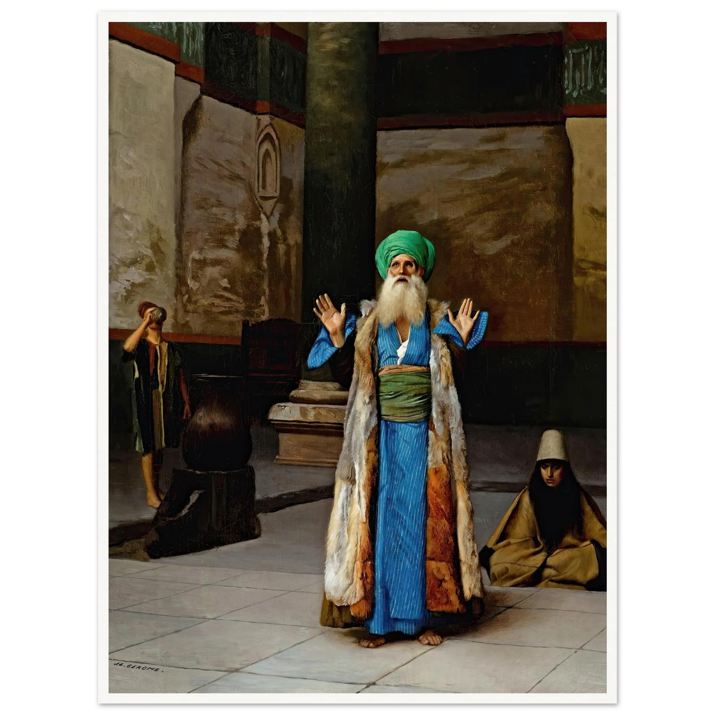 A Sultan At Prayer Art Print | Jean Leon Gerome - Framed Poster - 30x40 cm / 12x16″ - Black frame