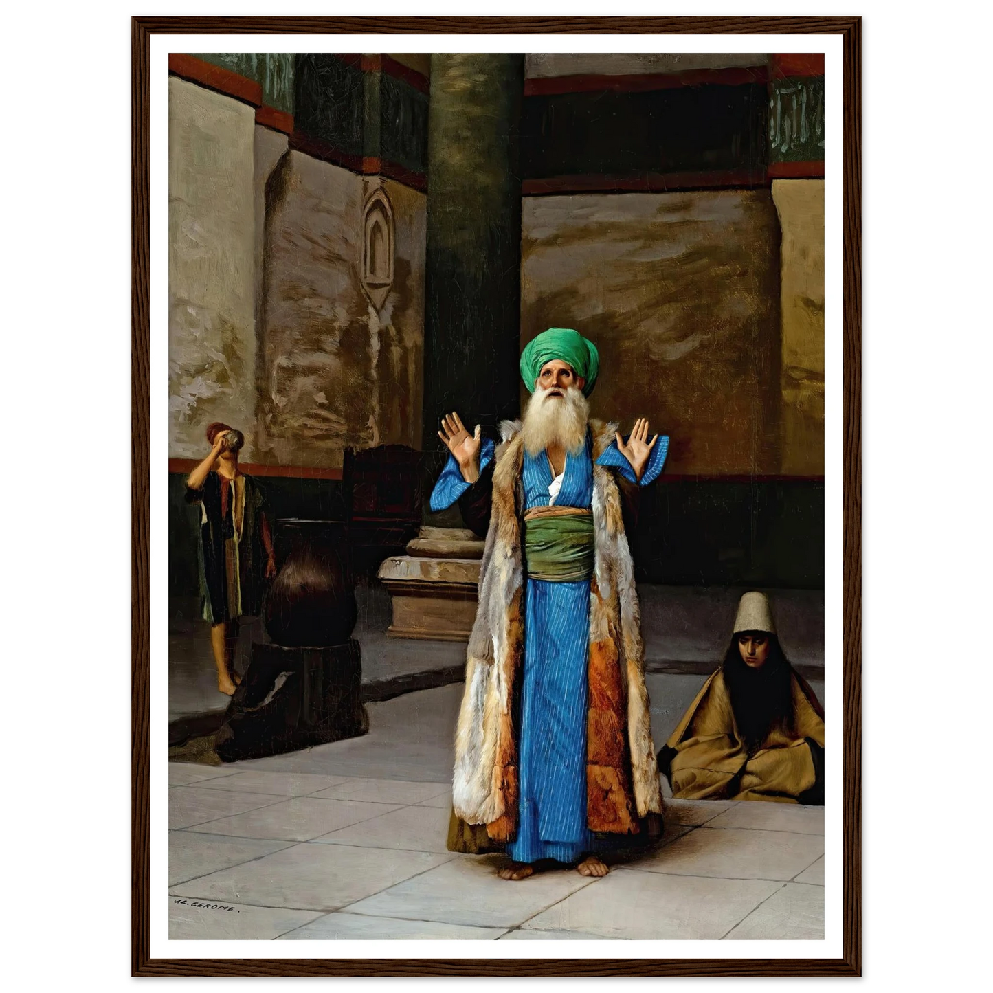 A Sultan At Prayer Art Print | Jean Leon Gerome - Framed Poster - 30x40 cm / 12x16″ - Black frame