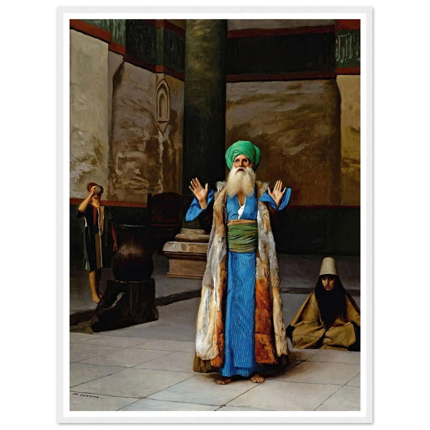 A Sultan At Prayer Art Print | Jean Leon Gerome - Framed Poster - 30x40 cm / 12x16″ - Black frame