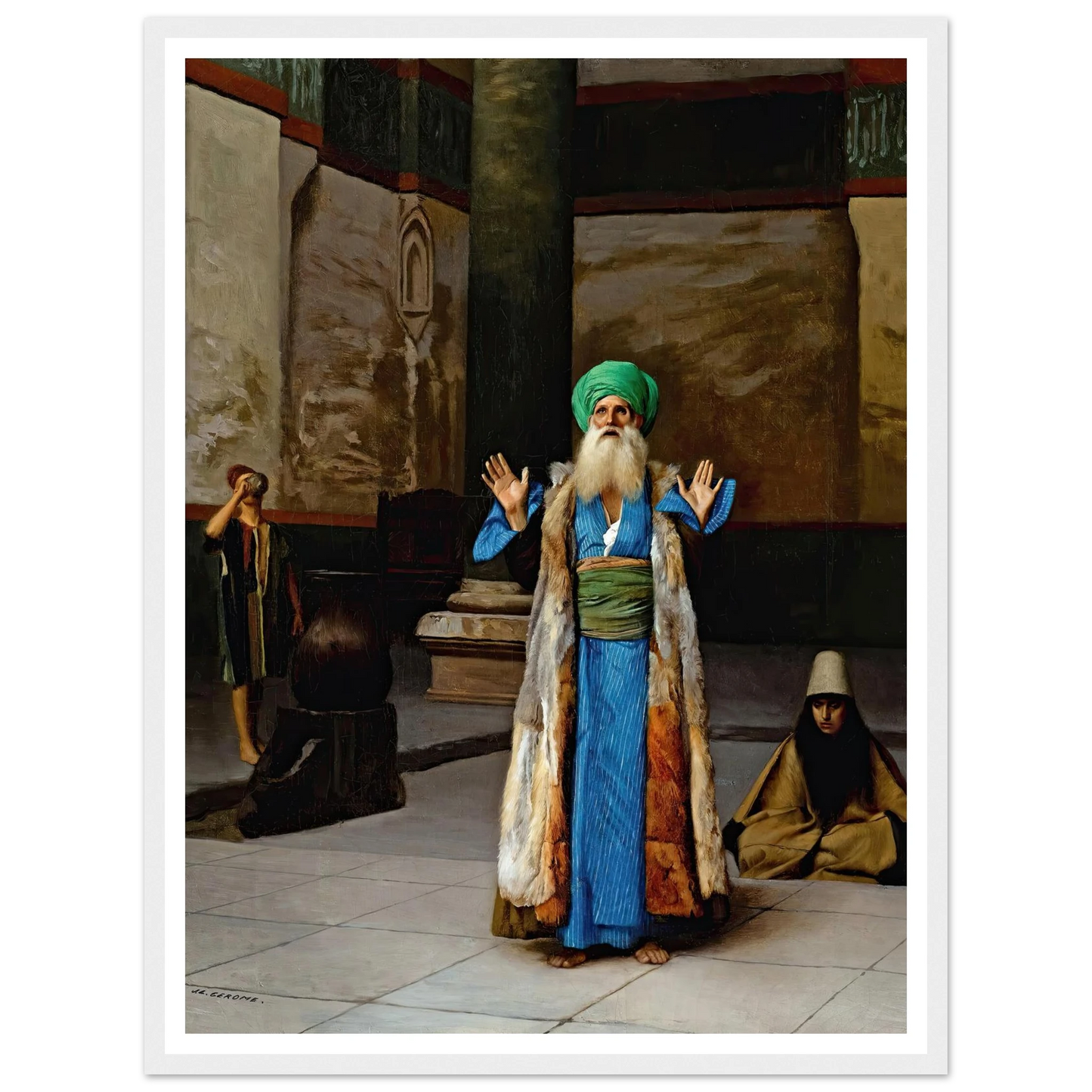 A Sultan At Prayer Art Print | Jean Leon Gerome - Framed Poster - 30x40 cm / 12x16″ - Black frame