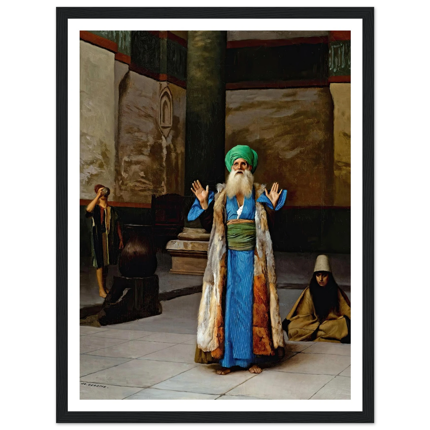 A Sultan At Prayer Art Print | Jean Leon Gerome - Framed Poster - 30x40 cm / 12x16″ - Black frame