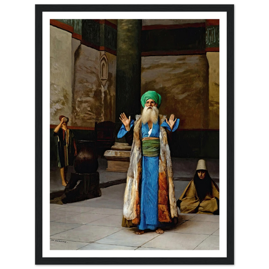 A Sultan At Prayer Art Print | Jean Leon Gerome - Framed Poster - 30x40 cm / 12x16″ - Black frame