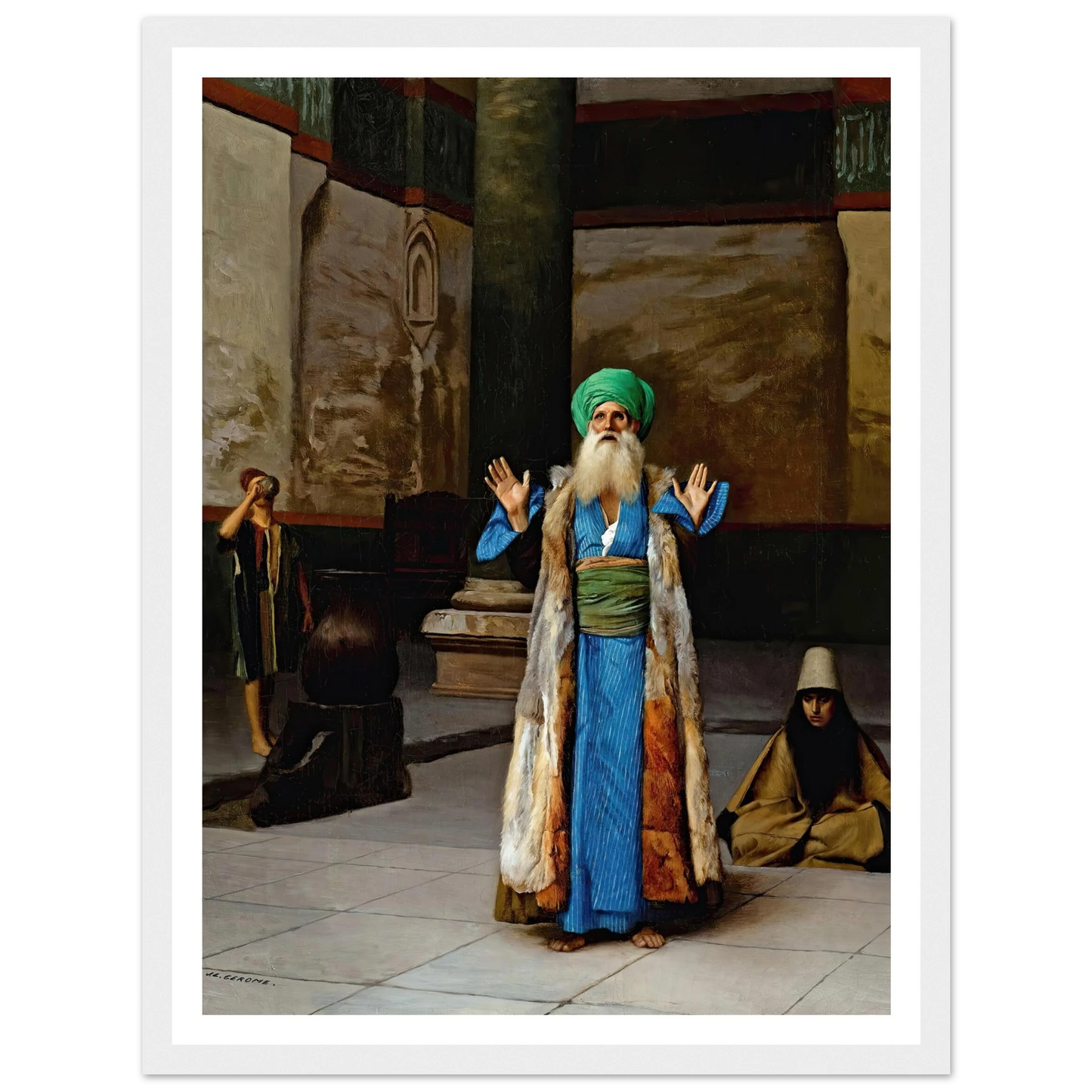 A Sultan At Prayer Art Print | Jean Leon Gerome - Framed Poster - 30x40 cm / 12x16″ - Black frame