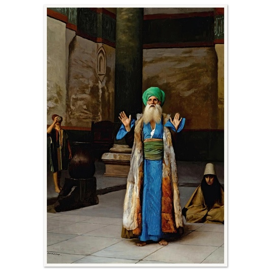 A Sultan At Prayer Art Print | Jean Leon Gerome - Framed Poster - 30x40 cm / 12x16″ - Black frame