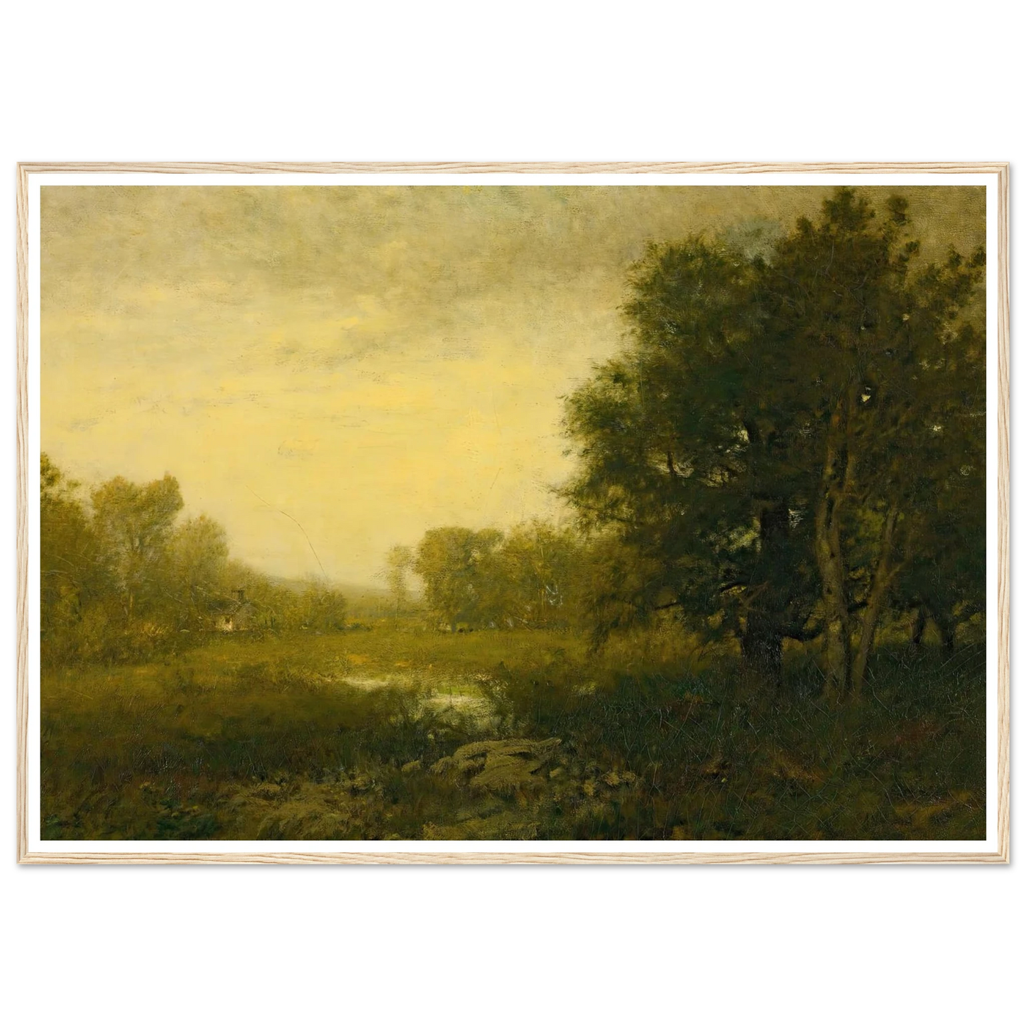 A Summer Day Art Print | Alexander Helwig Wyant - Framed Poster - 30x40 cm / 12x16″ - Black frame