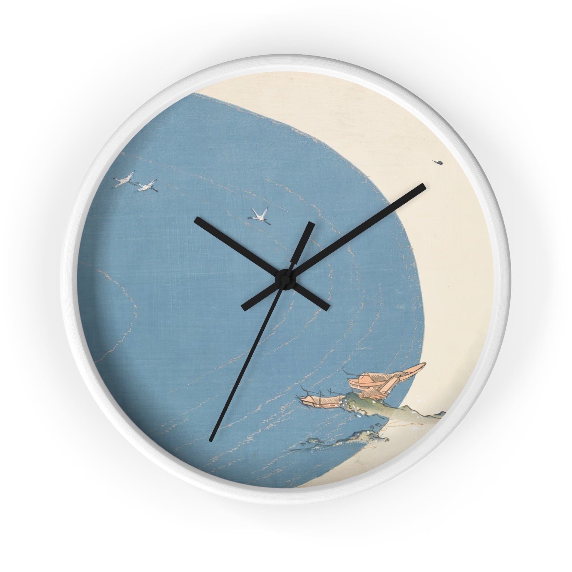 A Thousand Grasses Pl.15 Wall Clock | Kamisaka Sekka - Black - White Base - 10"