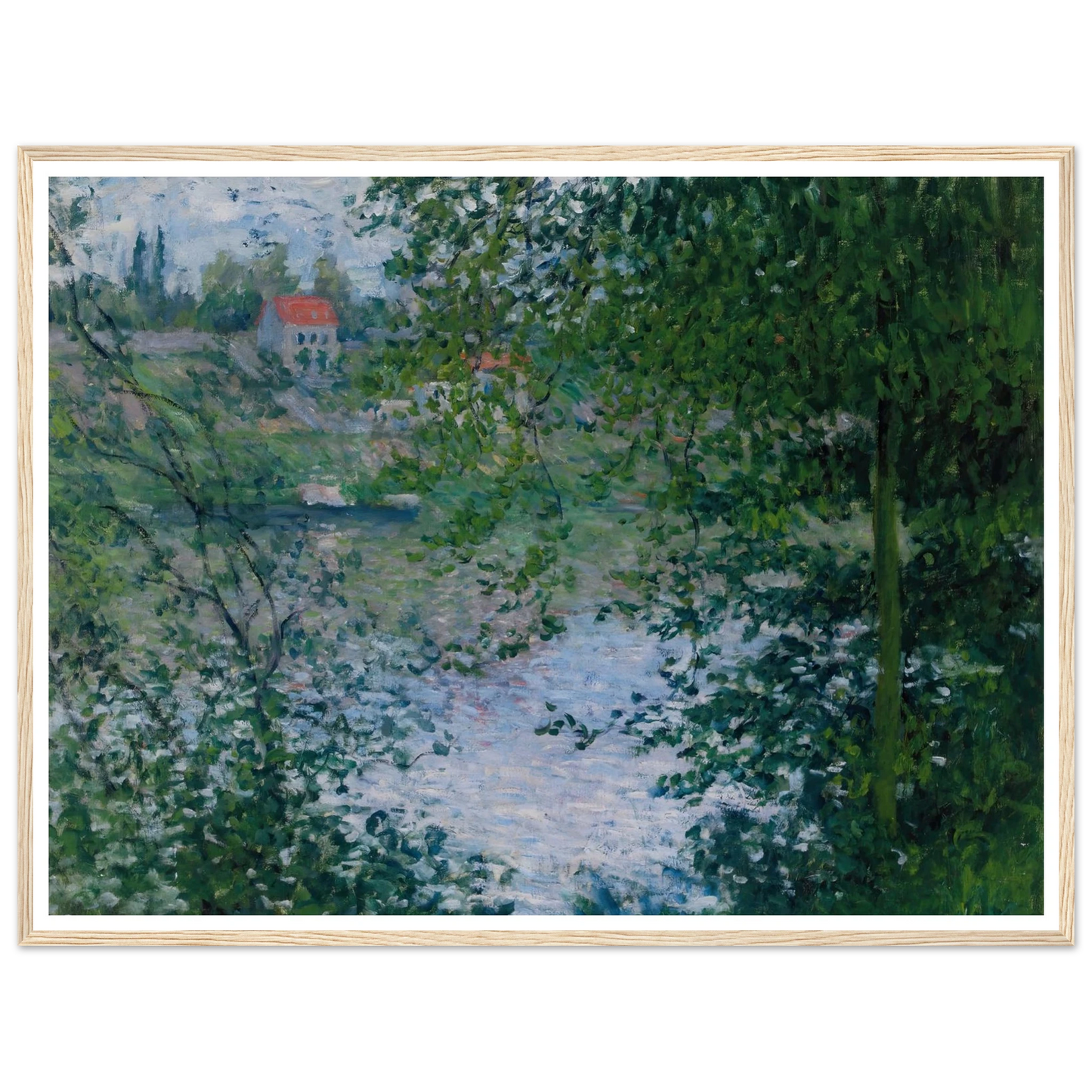 À Travers Les Arbres, Île De La Grande Jatte (1878) Art Print | Claude Monet - Framed Poster - 30x40 cm / 12x16″ - Black frame