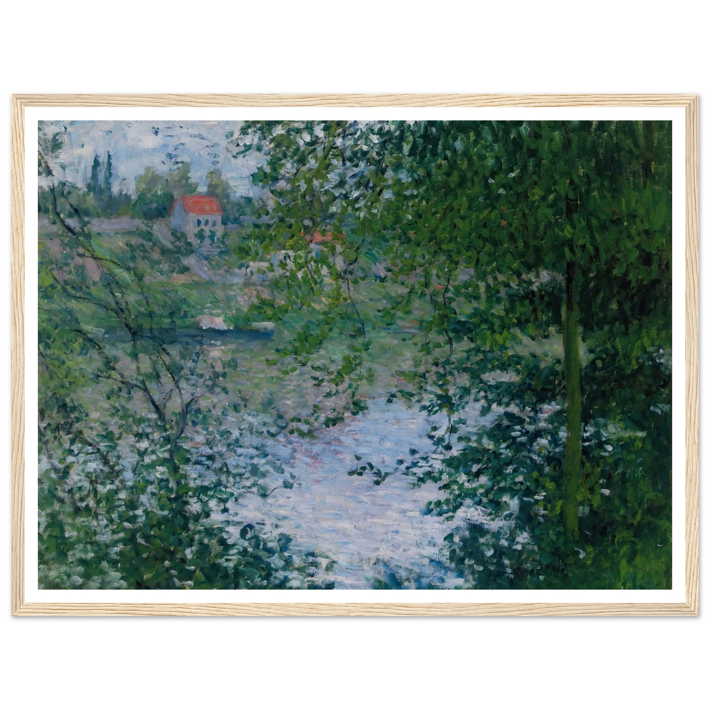 À Travers Les Arbres, Île De La Grande Jatte (1878) Art Print | Claude Monet - Framed Poster - 30x40 cm / 12x16″ - Black frame