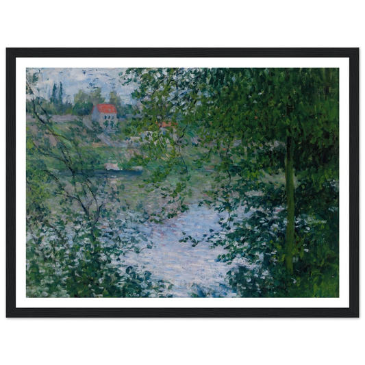 À Travers Les Arbres, Île De La Grande Jatte (1878) Art Print | Claude Monet - Framed Poster - 30x40 cm / 12x16″ - Black frame