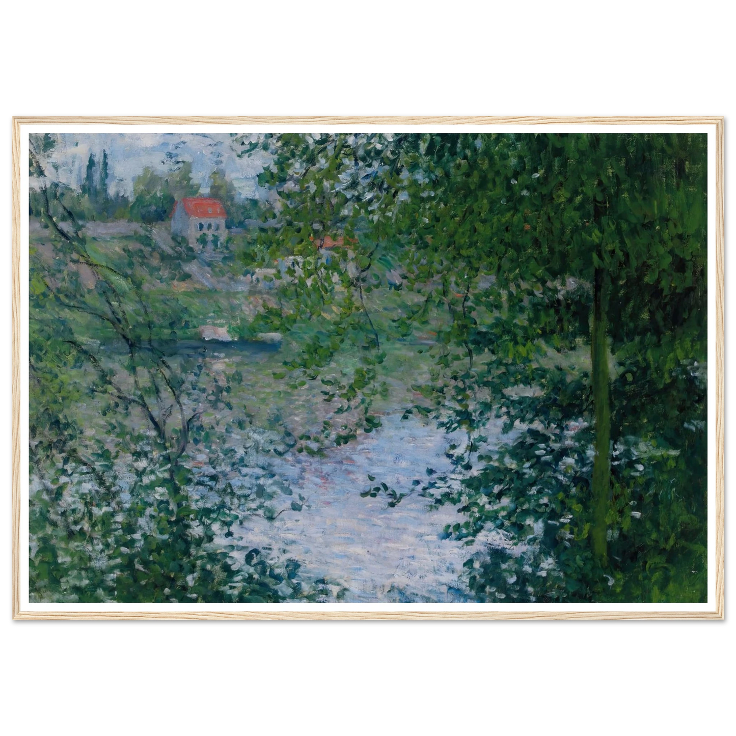 À Travers Les Arbres, Île De La Grande Jatte (1878) Art Print | Claude Monet - Framed Poster - 30x40 cm / 12x16″ - Black frame