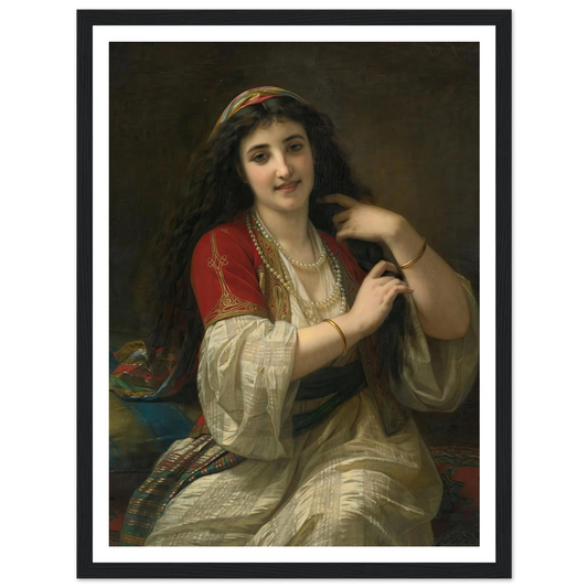 A Turkish Beauty (1868) Art Print | Hugues Merle - Framed Poster - 30x40 cm / 12x16″ - Black frame