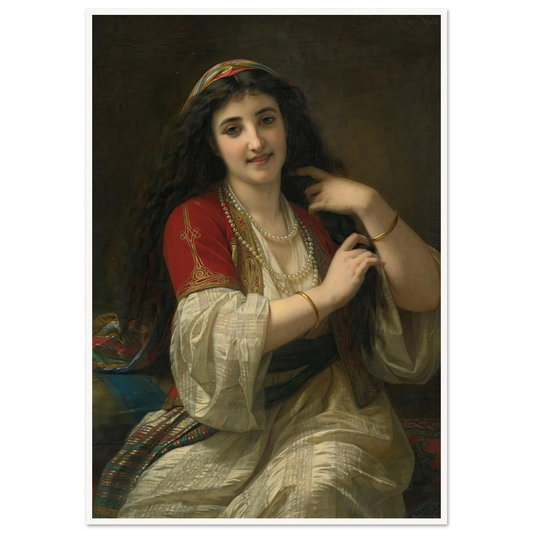 A Turkish Beauty (1868) Art Print | Hugues Merle - Framed Poster - 30x40 cm / 12x16″ - Black frame