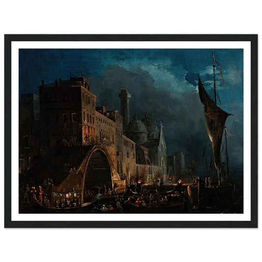A Venetian Gala Night (1824-1838) Art Print | Ippolito Caffi - Framed Poster - 30x40 cm / 12x16″ - Black frame