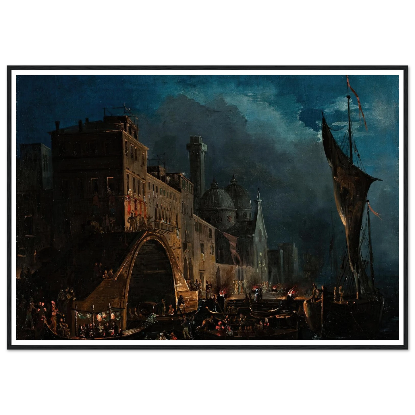 A Venetian Gala Night (1824-1838) Art Print | Ippolito Caffi - Framed Poster - 30x40 cm / 12x16″ - Black frame