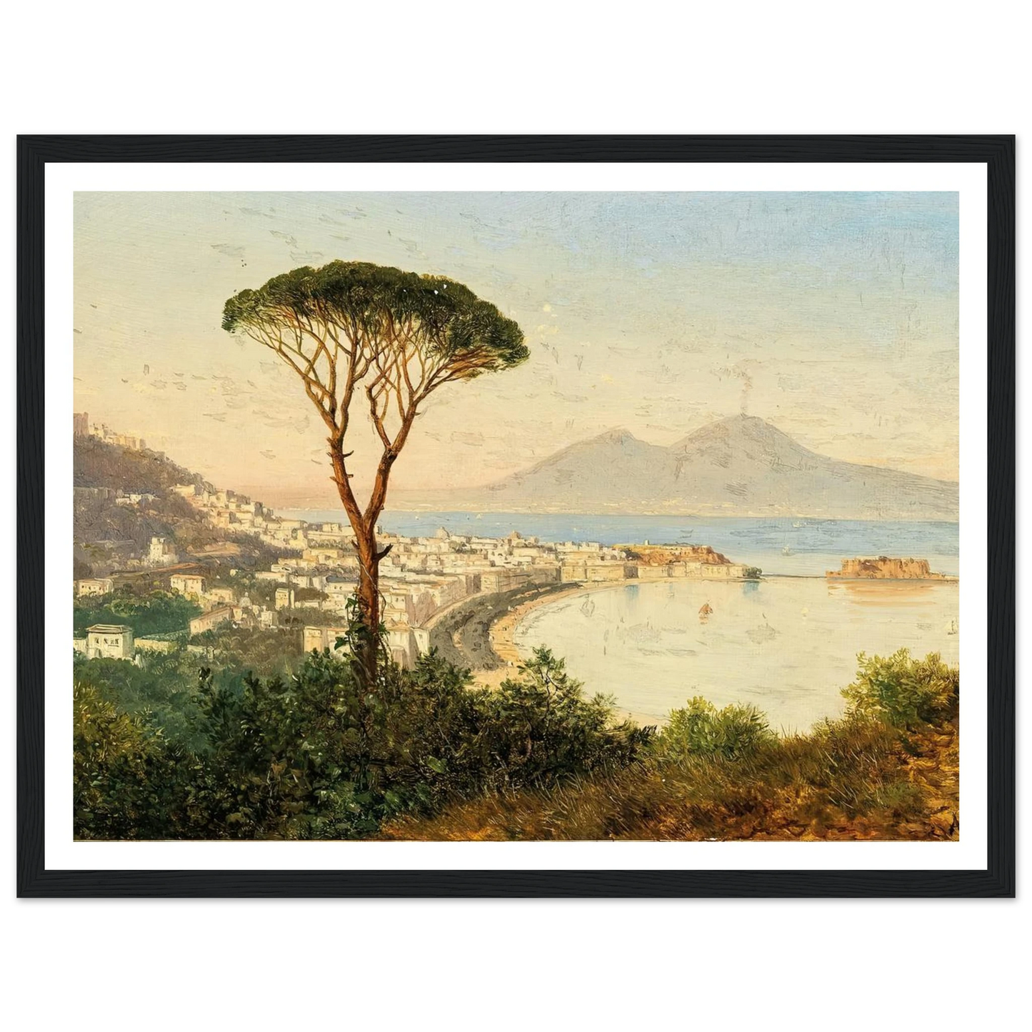 A View of the Bay of Naples Art Print | Albert Zimmermann - Framed Poster - 30x40 cm / 12x16″ - Black frame