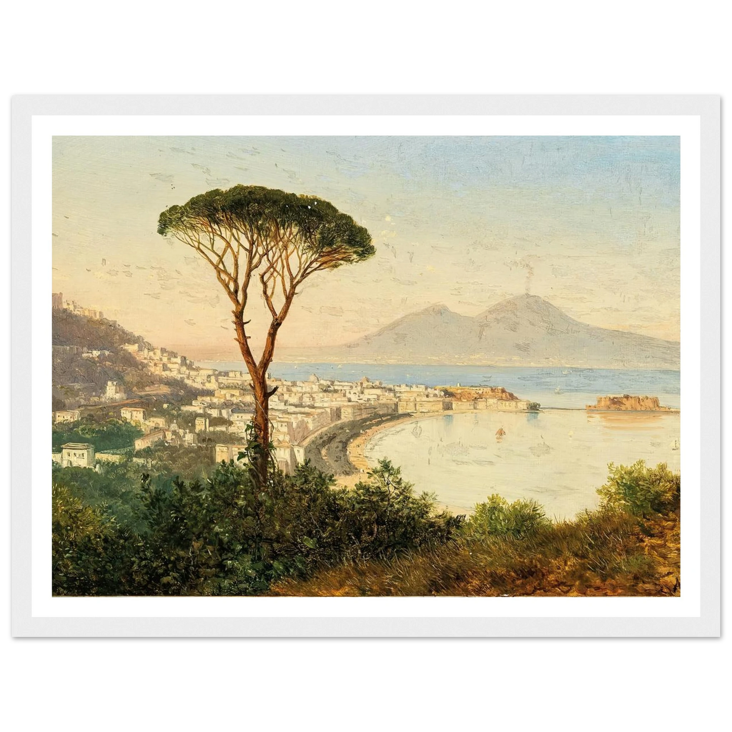 A View of the Bay of Naples Art Print | Albert Zimmermann - Framed Poster - 30x40 cm / 12x16″ - Black frame
