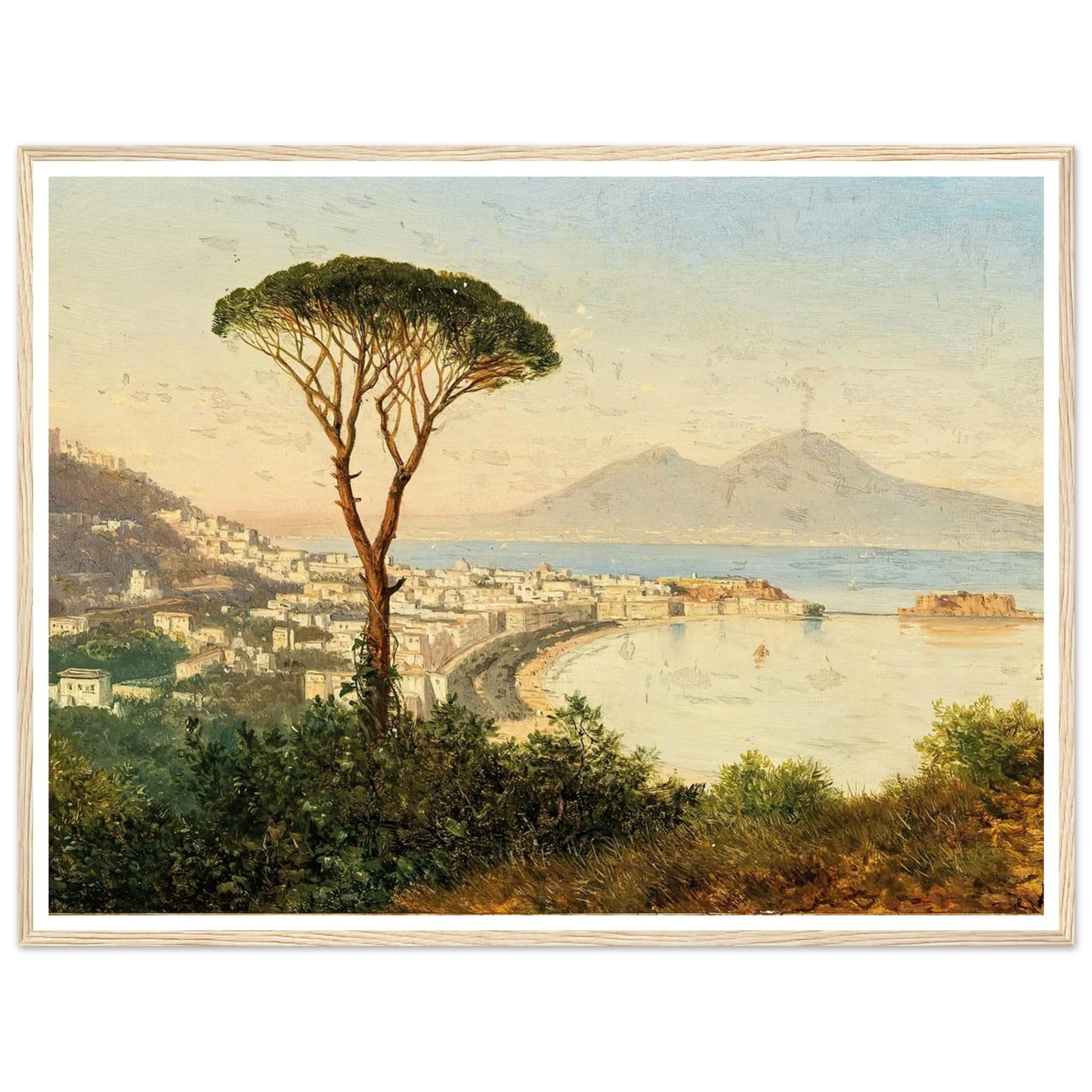 A View of the Bay of Naples Art Print | Albert Zimmermann - Framed Poster - 30x40 cm / 12x16″ - Black frame