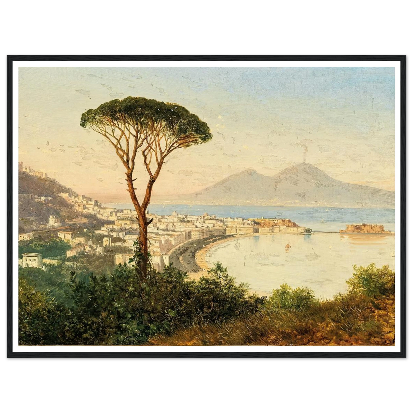 A View of the Bay of Naples Art Print | Albert Zimmermann - Framed Poster - 30x40 cm / 12x16″ - Black frame