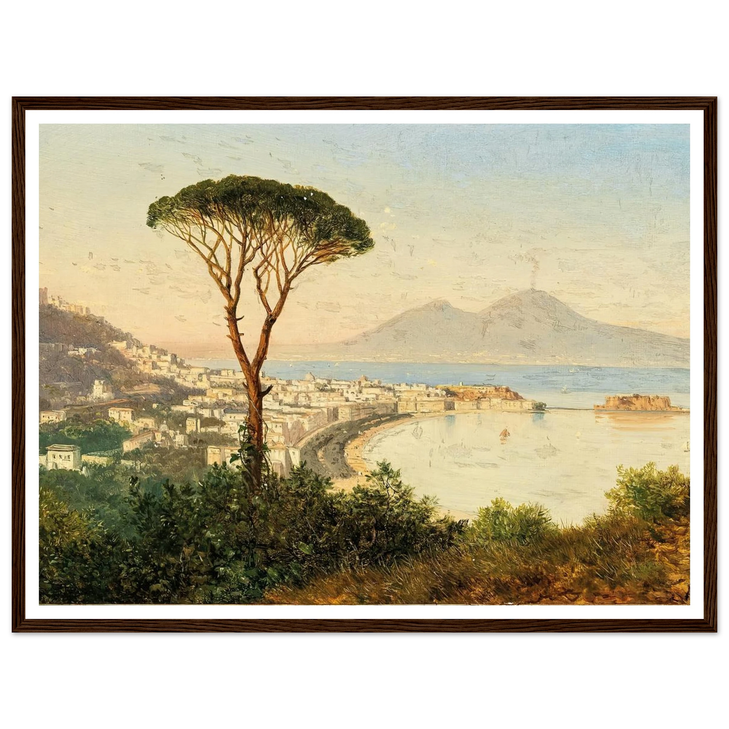 A View of the Bay of Naples Art Print | Albert Zimmermann - Framed Poster - 30x40 cm / 12x16″ - Black frame