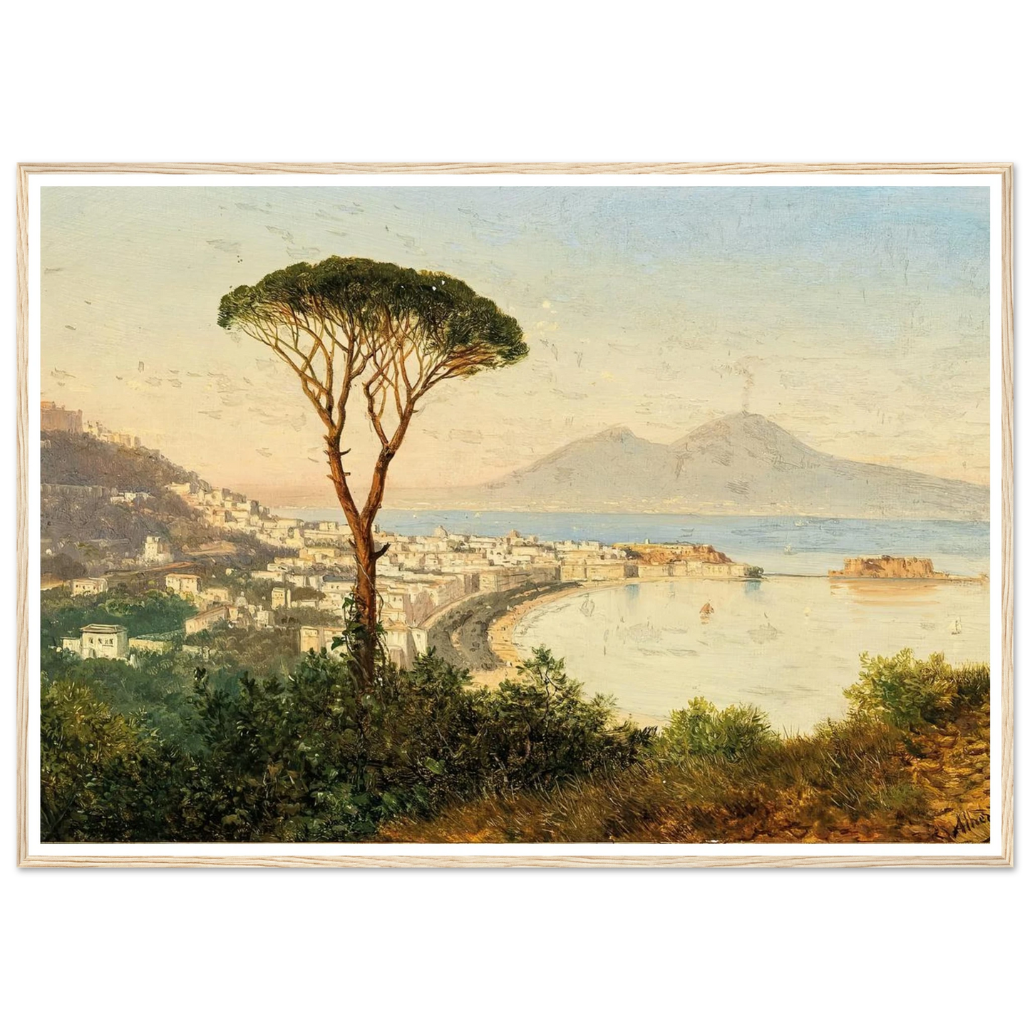 A View of the Bay of Naples Art Print | Albert Zimmermann - Framed Poster - 30x40 cm / 12x16″ - Black frame