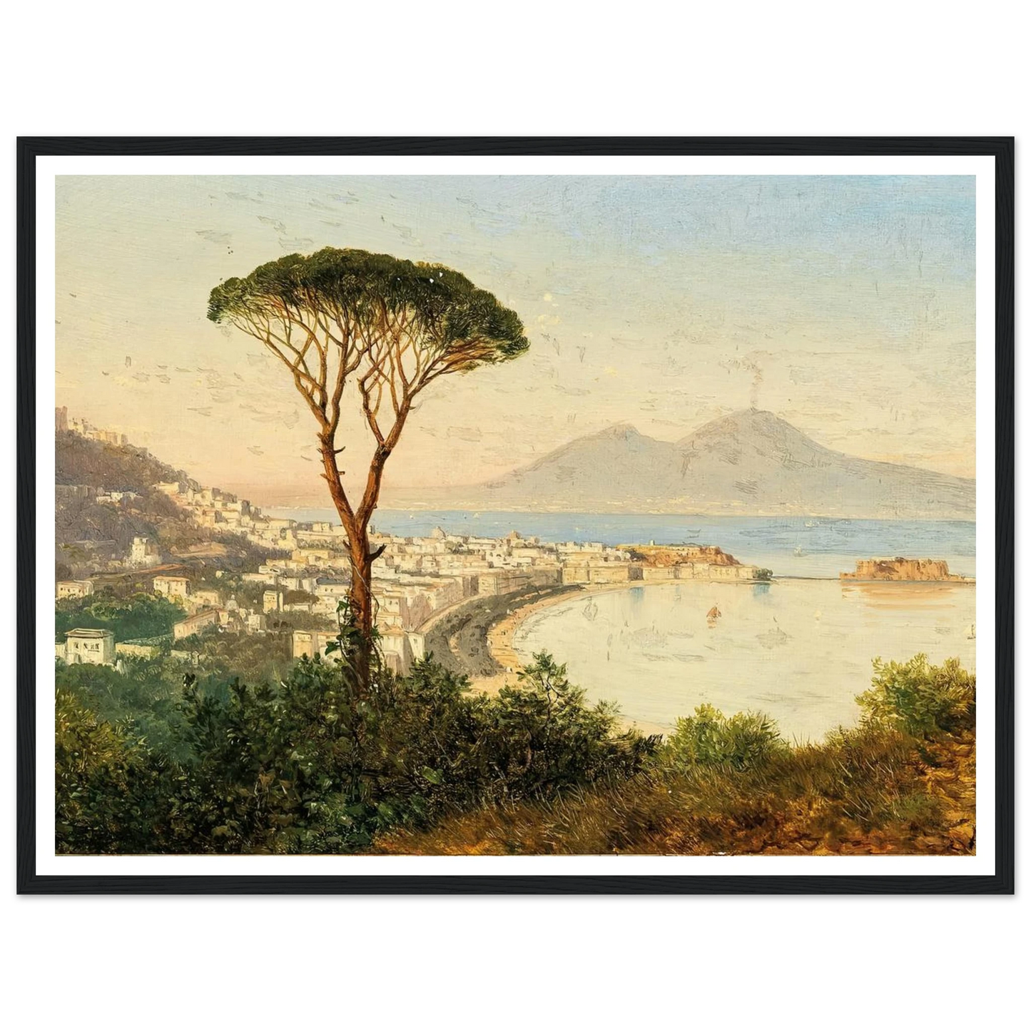 A View of the Bay of Naples Art Print | Albert Zimmermann - Framed Poster - 30x40 cm / 12x16″ - Black frame