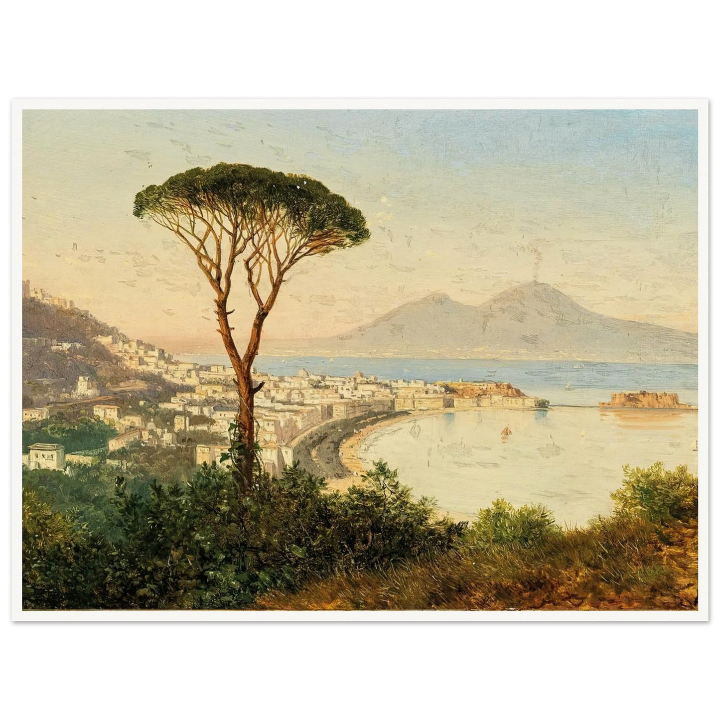 A View of the Bay of Naples Art Print | Albert Zimmermann - Framed Poster - 30x40 cm / 12x16″ - Black frame