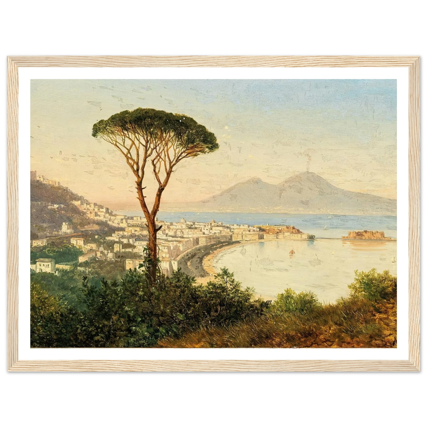 A View of the Bay of Naples Art Print | Albert Zimmermann - Framed Poster - 30x40 cm / 12x16″ - Black frame
