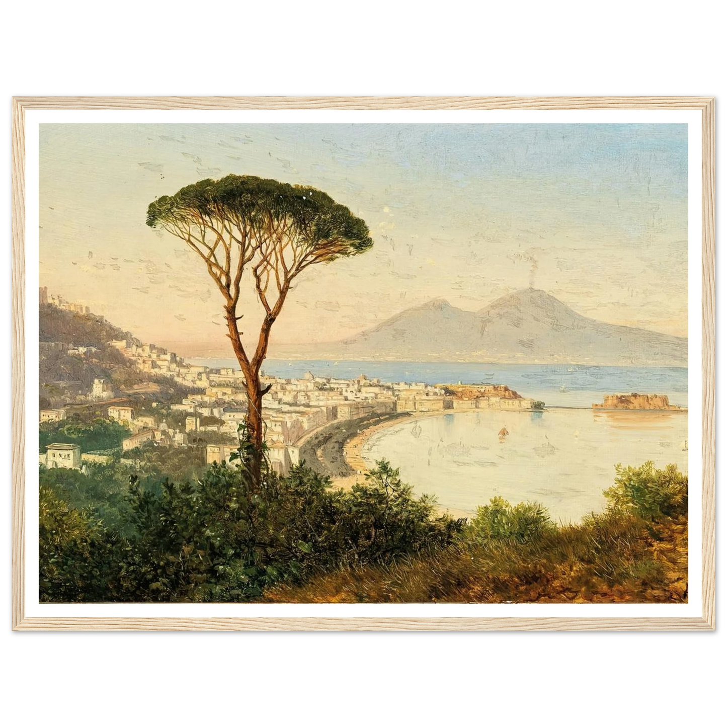 A View of the Bay of Naples Art Print | Albert Zimmermann - Framed Poster - 30x40 cm / 12x16″ - Black frame